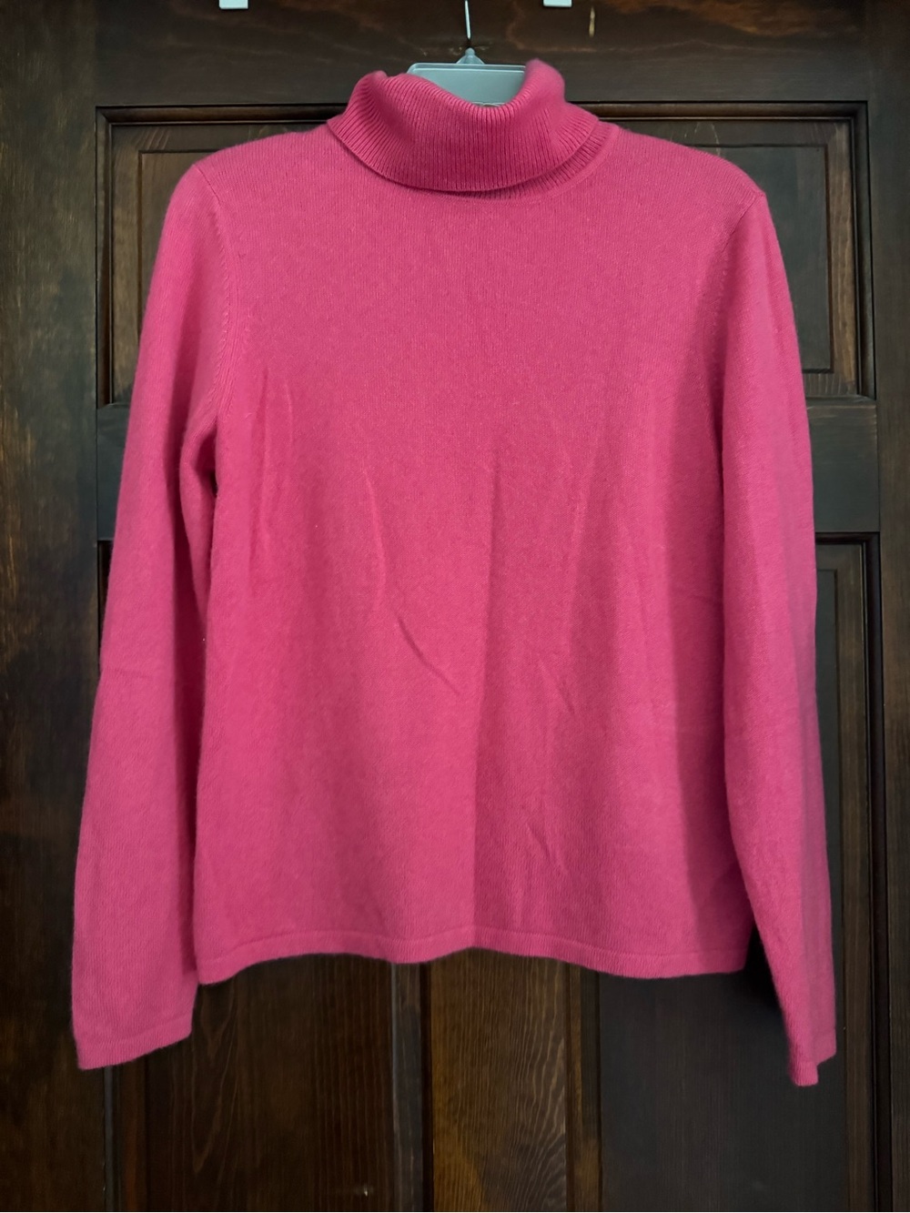 Charter Club Sweater Women  Med Cashmere Bright Pink Turleneck Stretch Classic